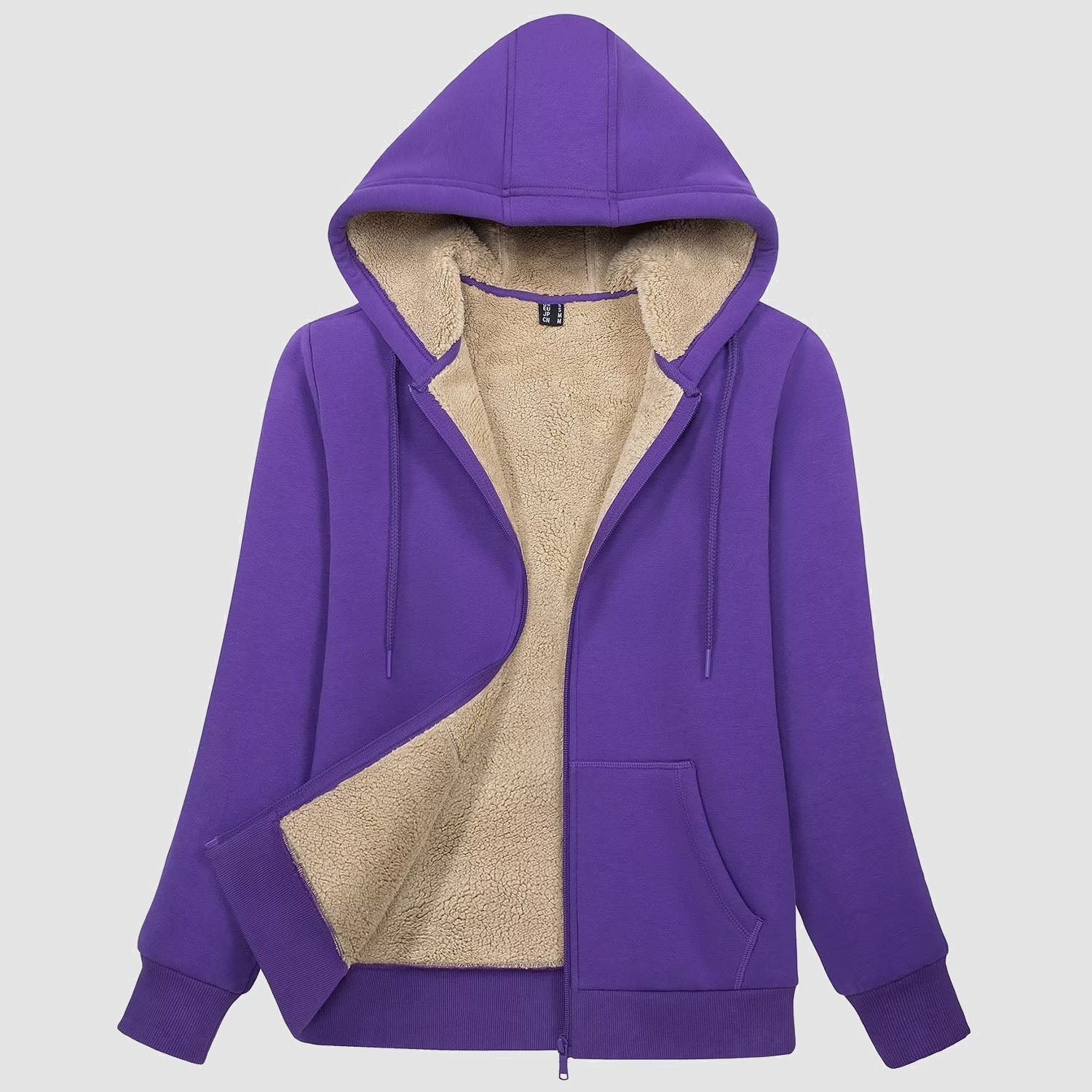 Women's sherpa lined fleece hoodie jacket zip-up cozy winter outerwear with pockets warm layer