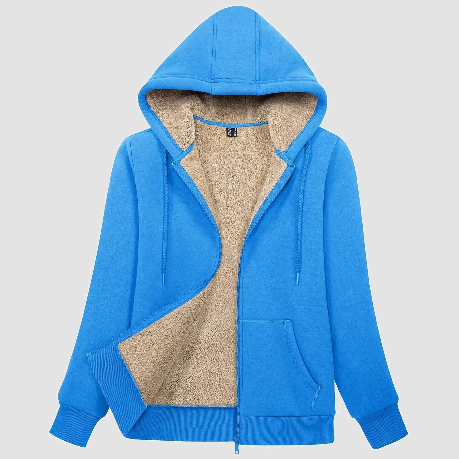 Women's sherpa lined fleece hoodie jacket zip-up cozy winter outerwear with pockets warm layer