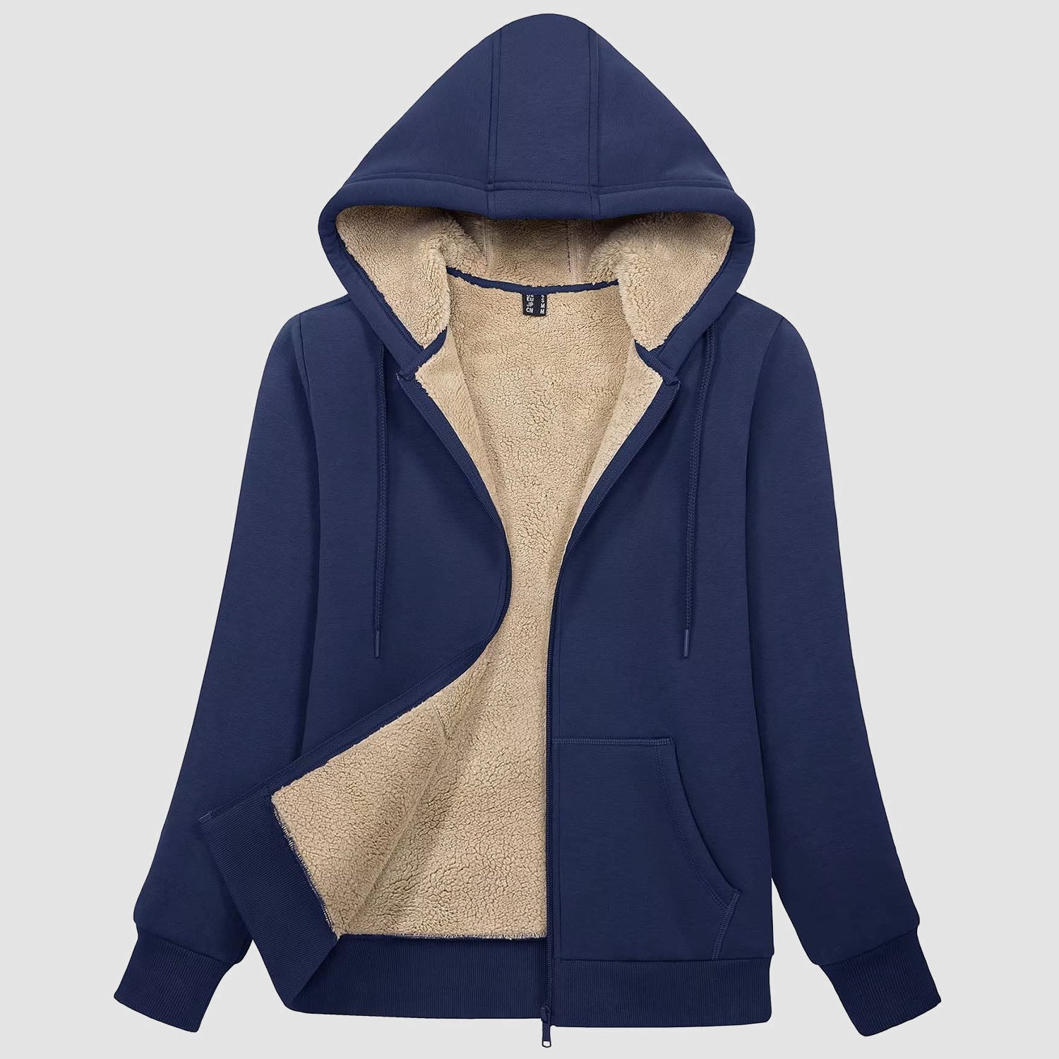 Women's sherpa lined fleece hoodie jacket zip-up cozy winter outerwear with pockets warm layer