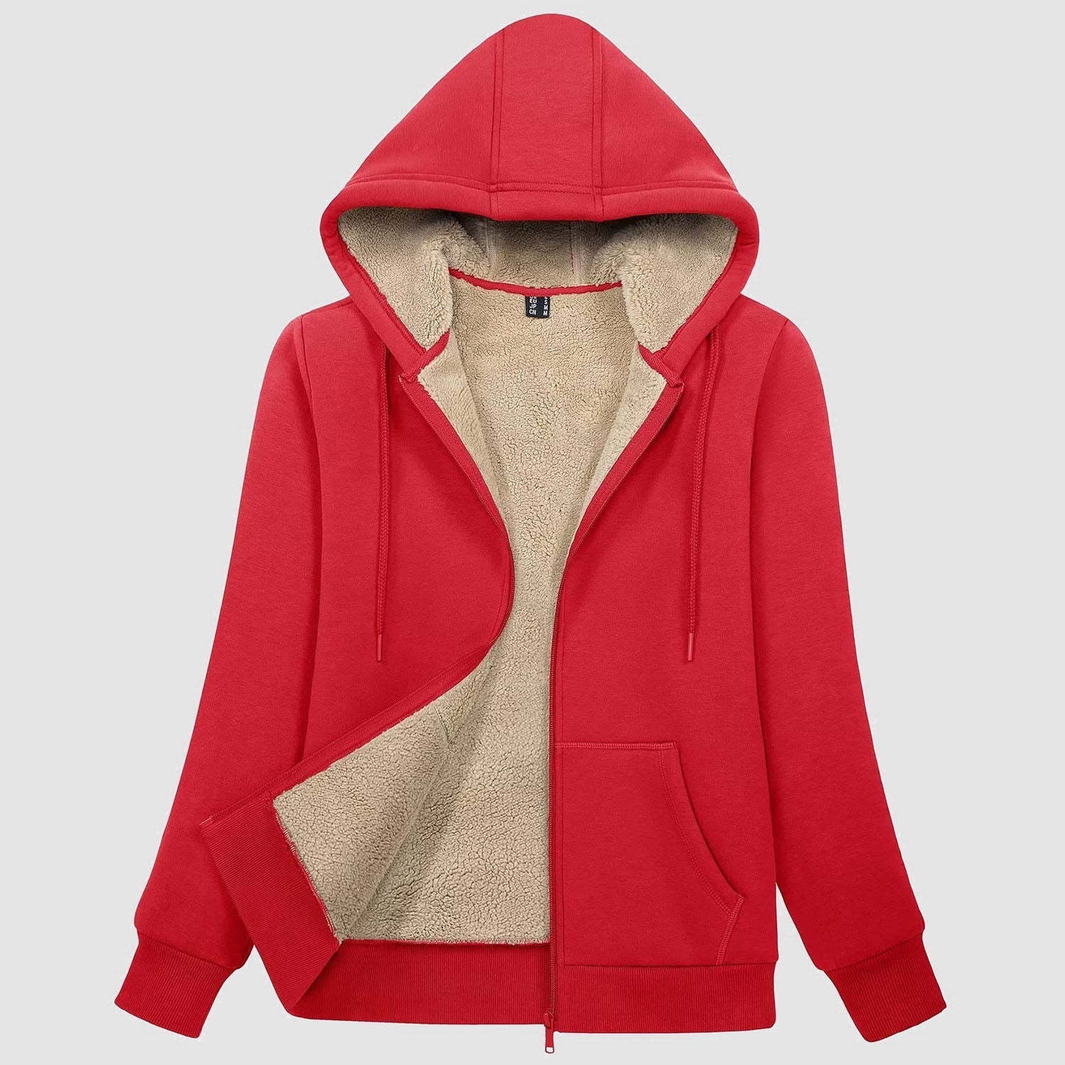 Women's sherpa lined fleece hoodie jacket zip-up cozy winter outerwear with pockets warm daily wear