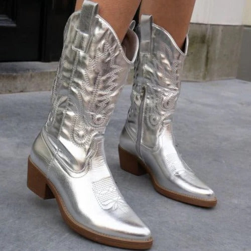 Women's brown western boots high shaft rodeo-style design with structured silhouette for everyday wear