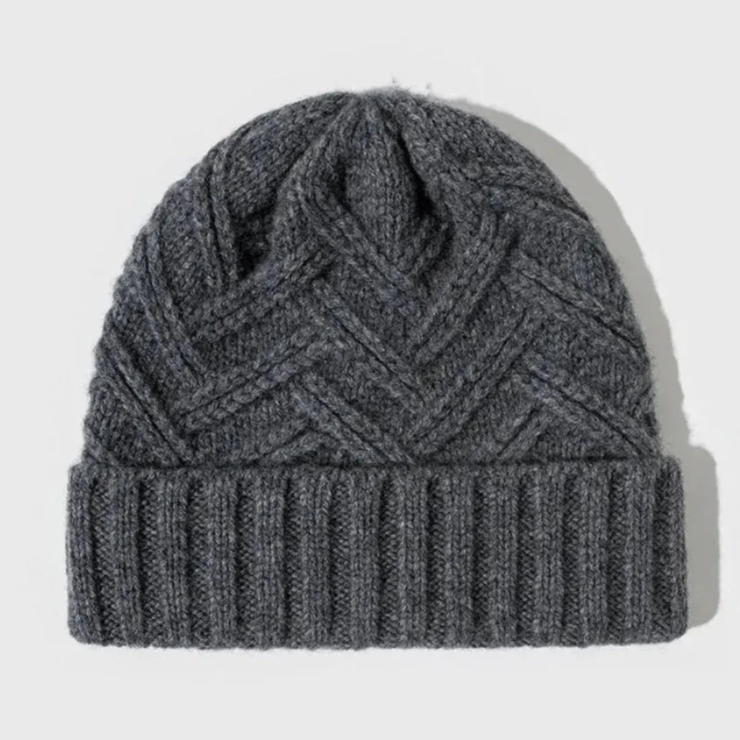 Wool knitted beanie in classic style, 100% premium wool, lightweight breathable winter hat for city and outdoors