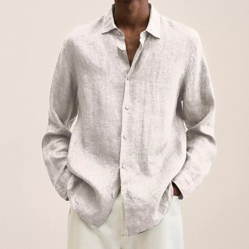 Men's casual linen shirt Noah spread collar breathable everyday wear elegant cut fresh look