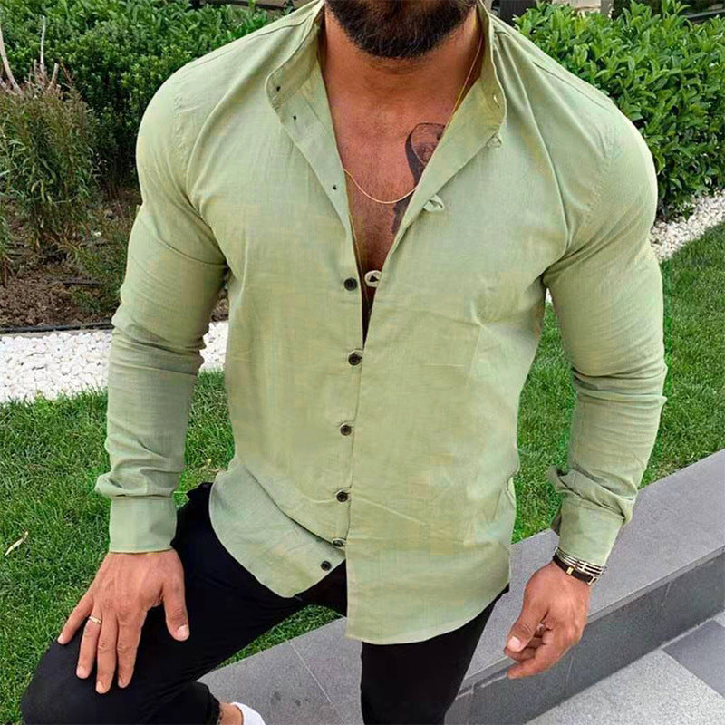 Men's white premium linen shirt elegant slim fit breathable plain fabric timeless style