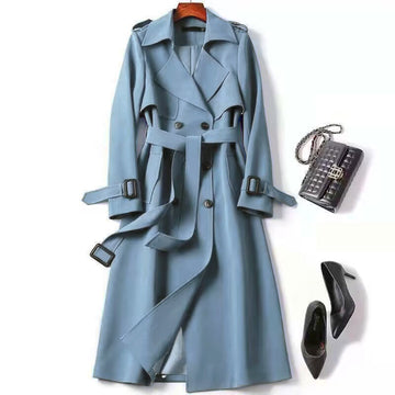 Women's waterproof trench coat lightweight all-weather rain protection elegant polished silhouette