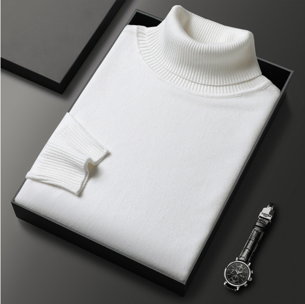 Logan unisex cashmere-cotton turtleneck sweater, warm luxury knit for cold weather comfort