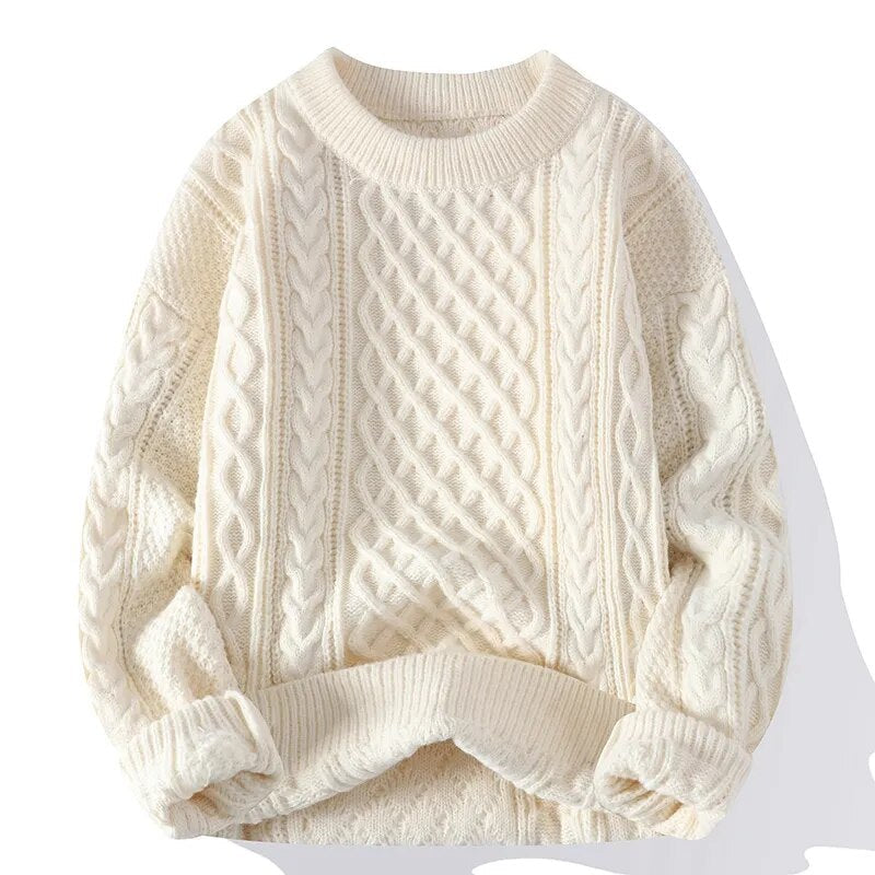 Gael vintage knit sweater in classic tones, relaxed fit with retro-textured pattern for cozy layering