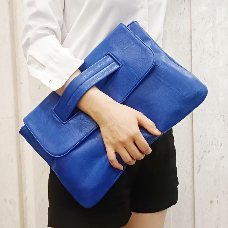 Large capacity magnetic clutch crossbody bag urban minimalist square silhouette PU leather commuter