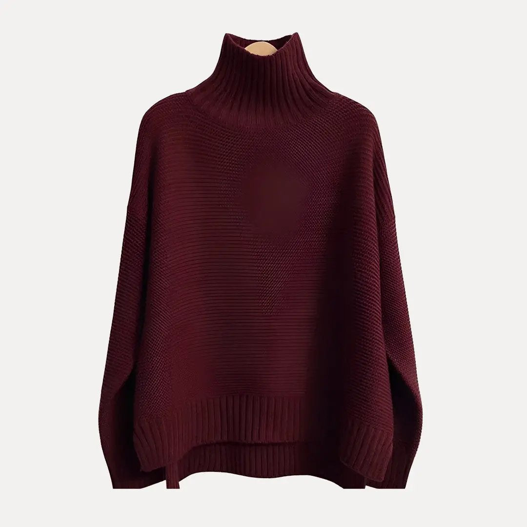 Women's ivory 100% wool turtleneck sweater loose cozy fit perfect for layering in autumn