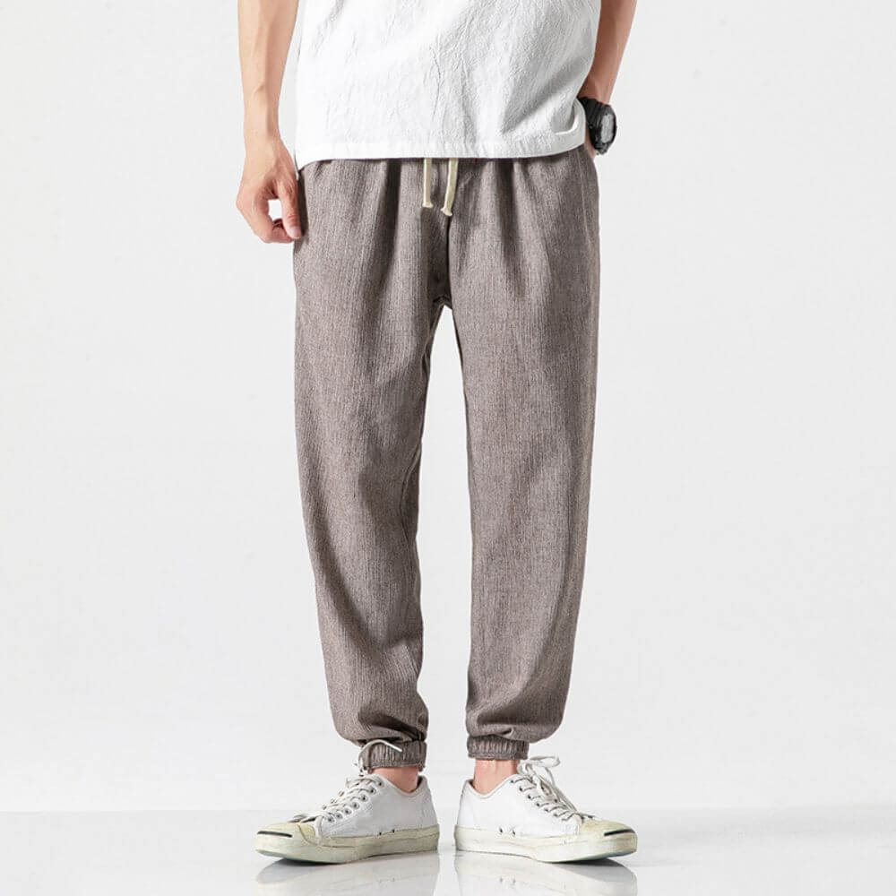 Men's lightweight cotton linen pants casual relaxed fit breathable fabric for warm weather comfort