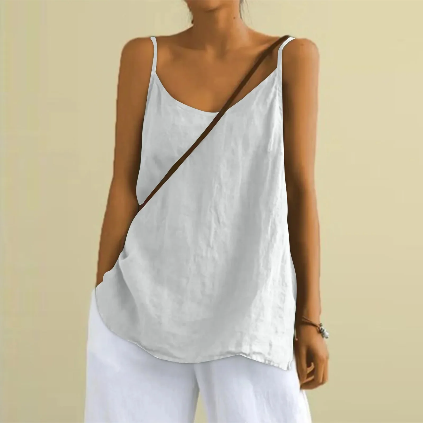 Women's loose fit spaghetti strap sleeveless top lightweight breathable minimalist summer style