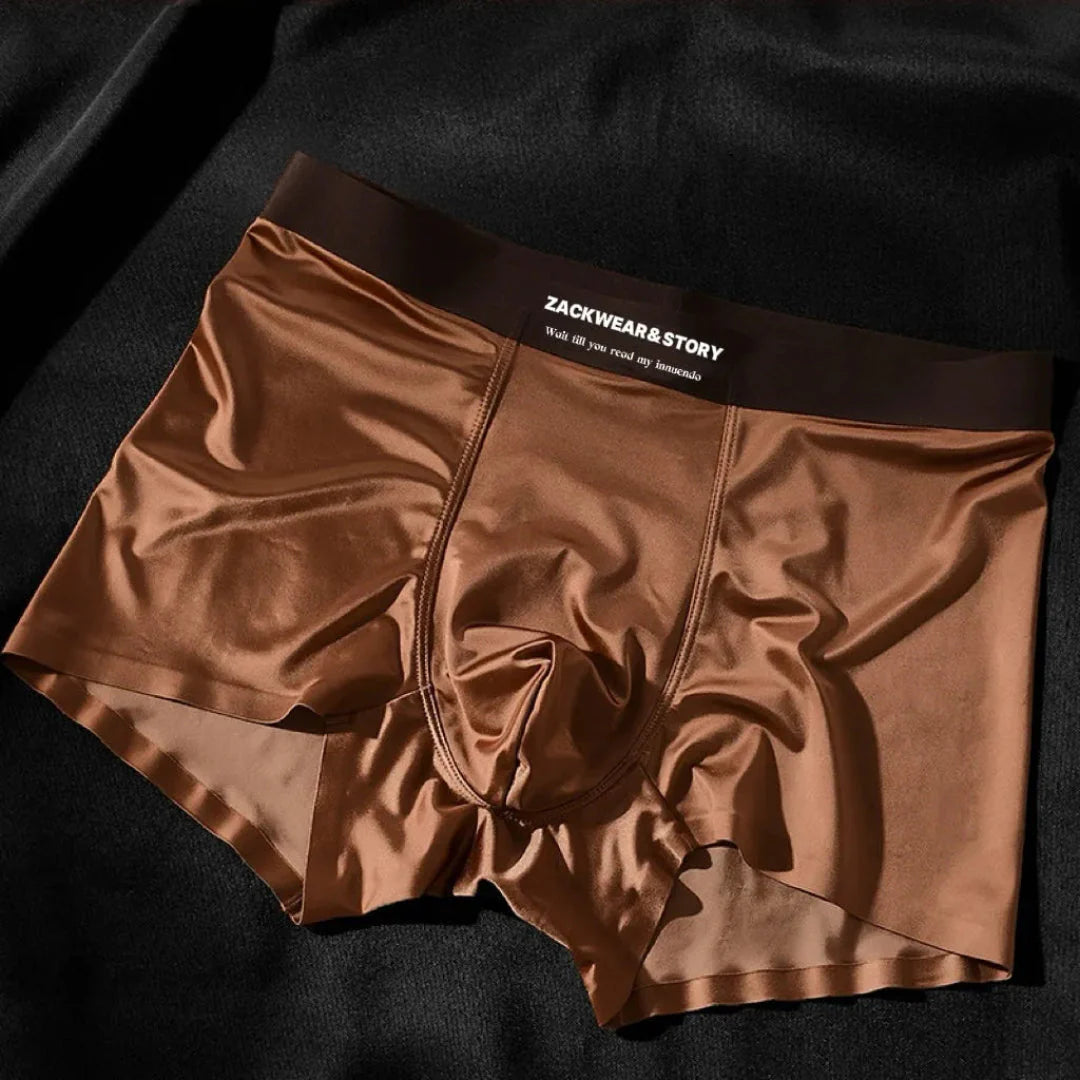 Men's ice silk stretch boxer briefs sleek glossy finish breathable contour pouch support active fit