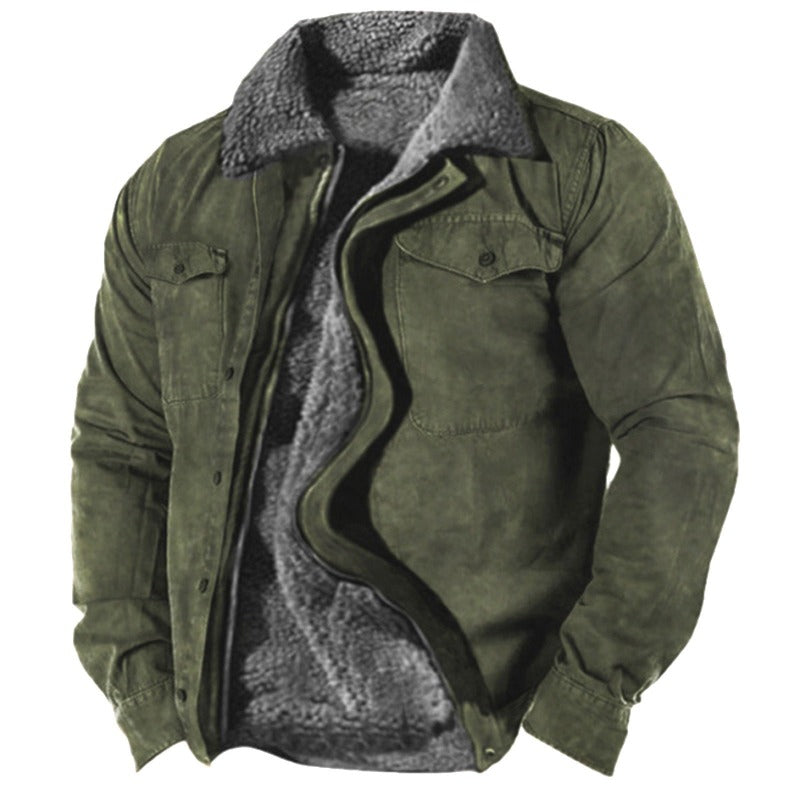 Men's classic fit winter ski jacket in bold colors with protective hood and weatherproof durable construction