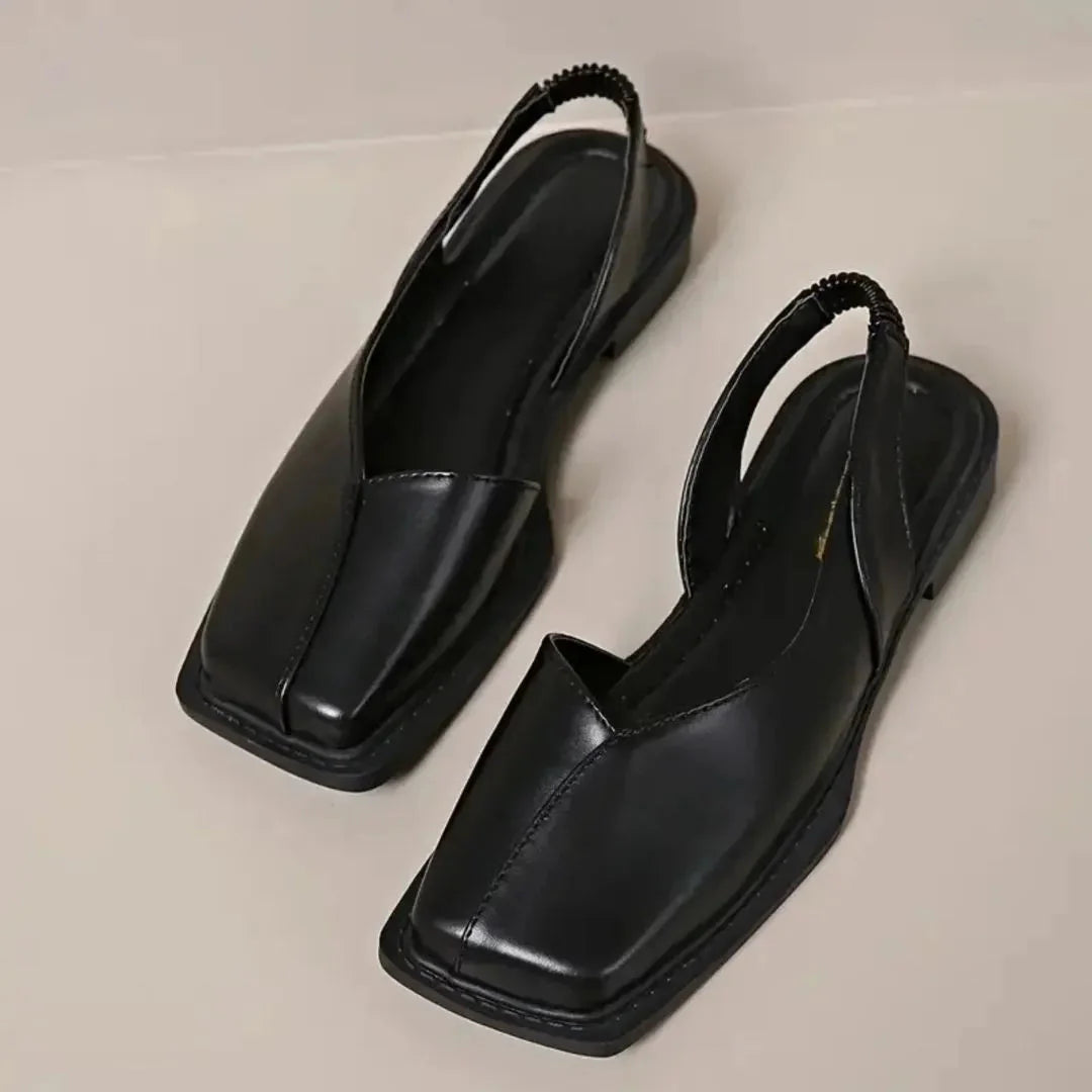 Zara women's square-toe slingback flats with cushioned insole, sleek modern silhouette for all-day comfort