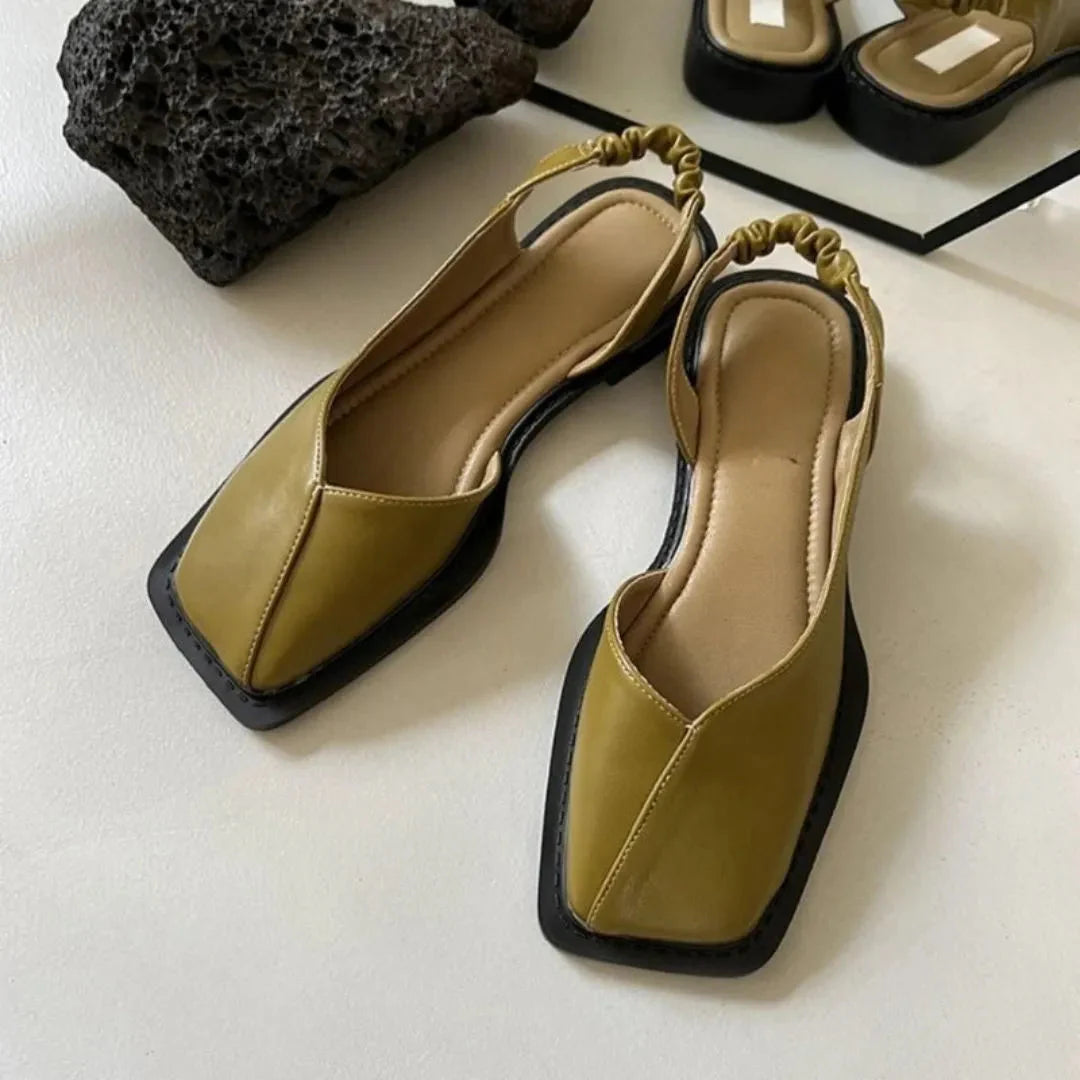 Zara women's square-toe slingback flats with cushioned insole, sleek modern silhouette