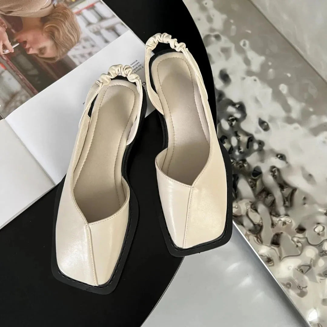 Zara women's square-toe slingback flats with cushioned insole, sleek modern silhouette for all-day comfort