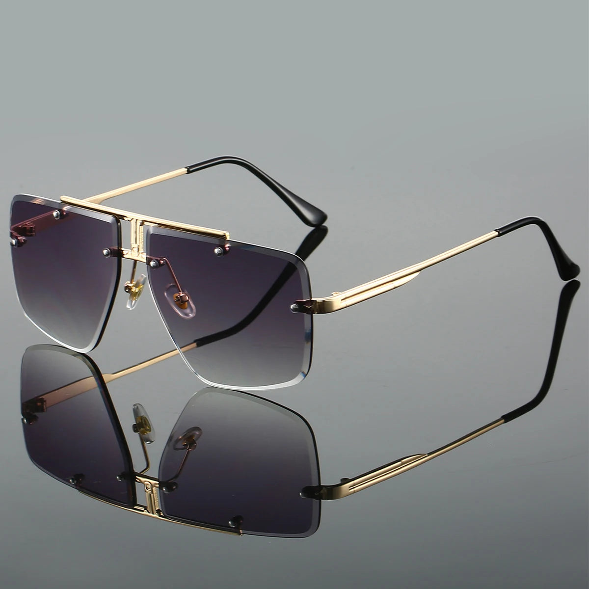 Monroe rimless aviator sunglasses squared lenses UV400 protection minimalist frameless design