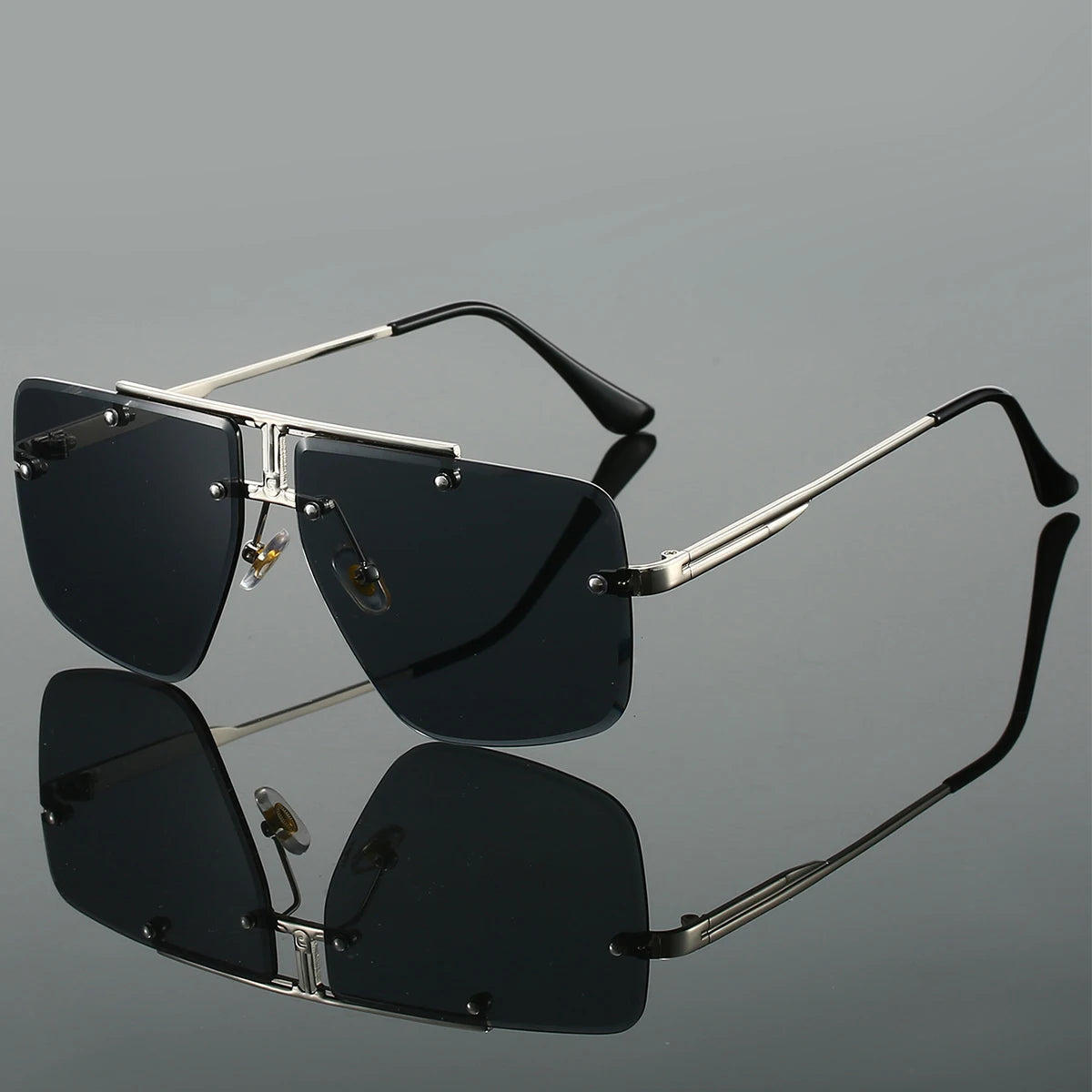 Monroe rimless aviator sunglasses squared lenses UV400 protection lightweight minimalist frameless design