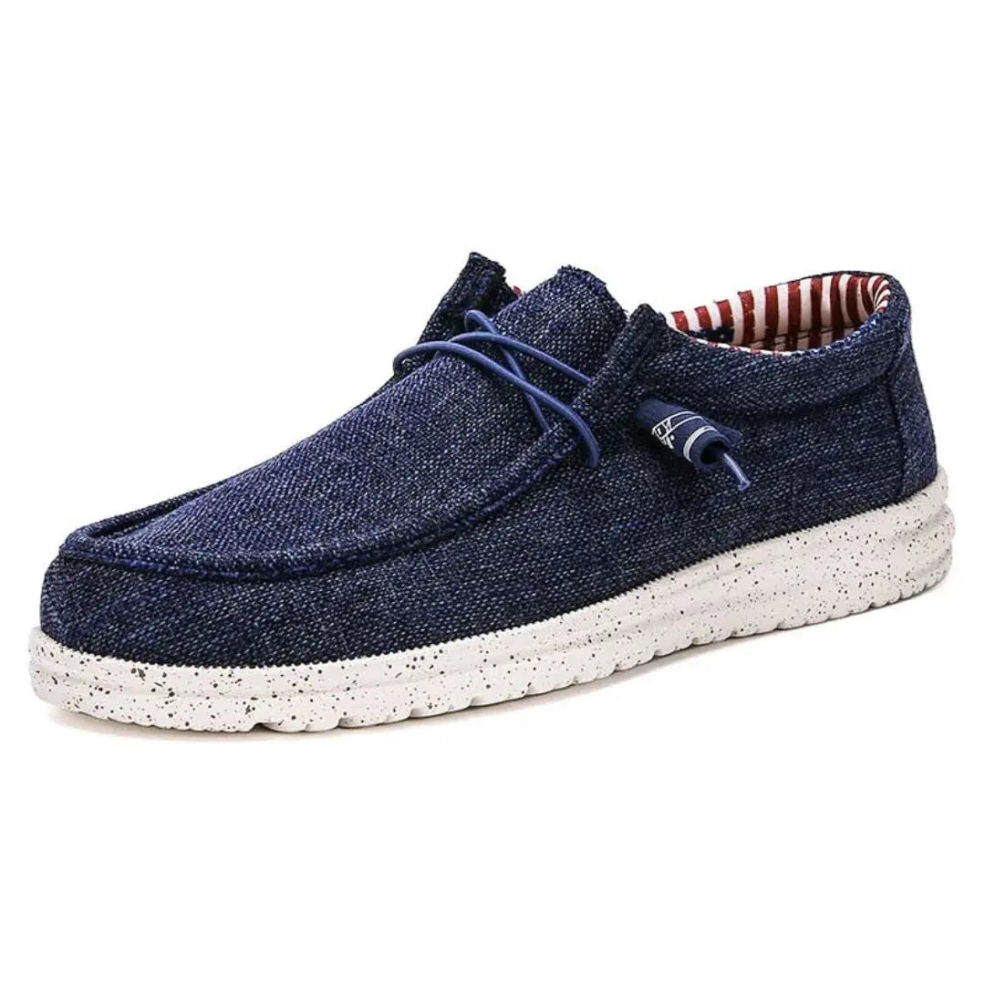 Zeke Ease denim loafers ultra-lightweight slip-on shoes with speckled sole for everyday travel