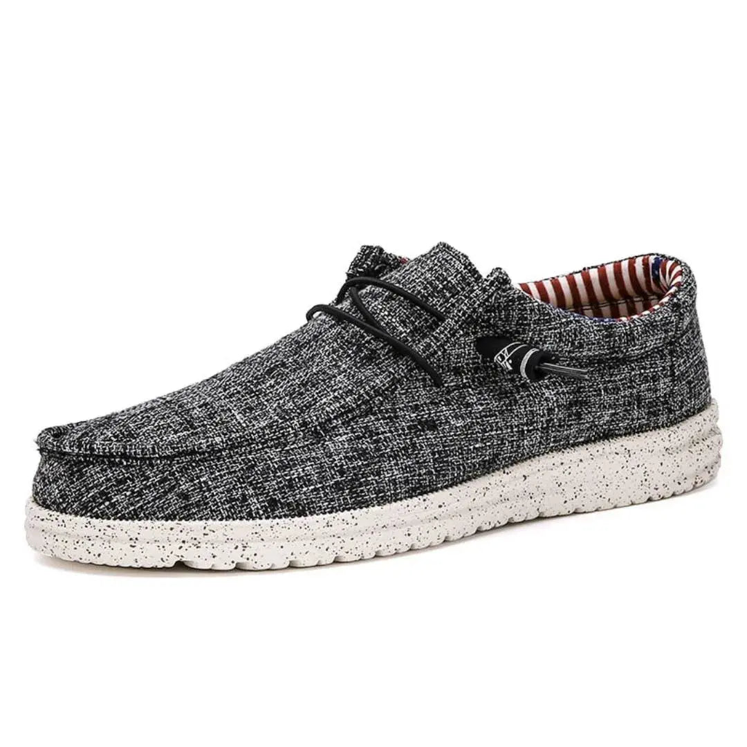 Zeke Ease denim loafers ultra-lightweight slip-on shoes with speckled sole for everyday travel