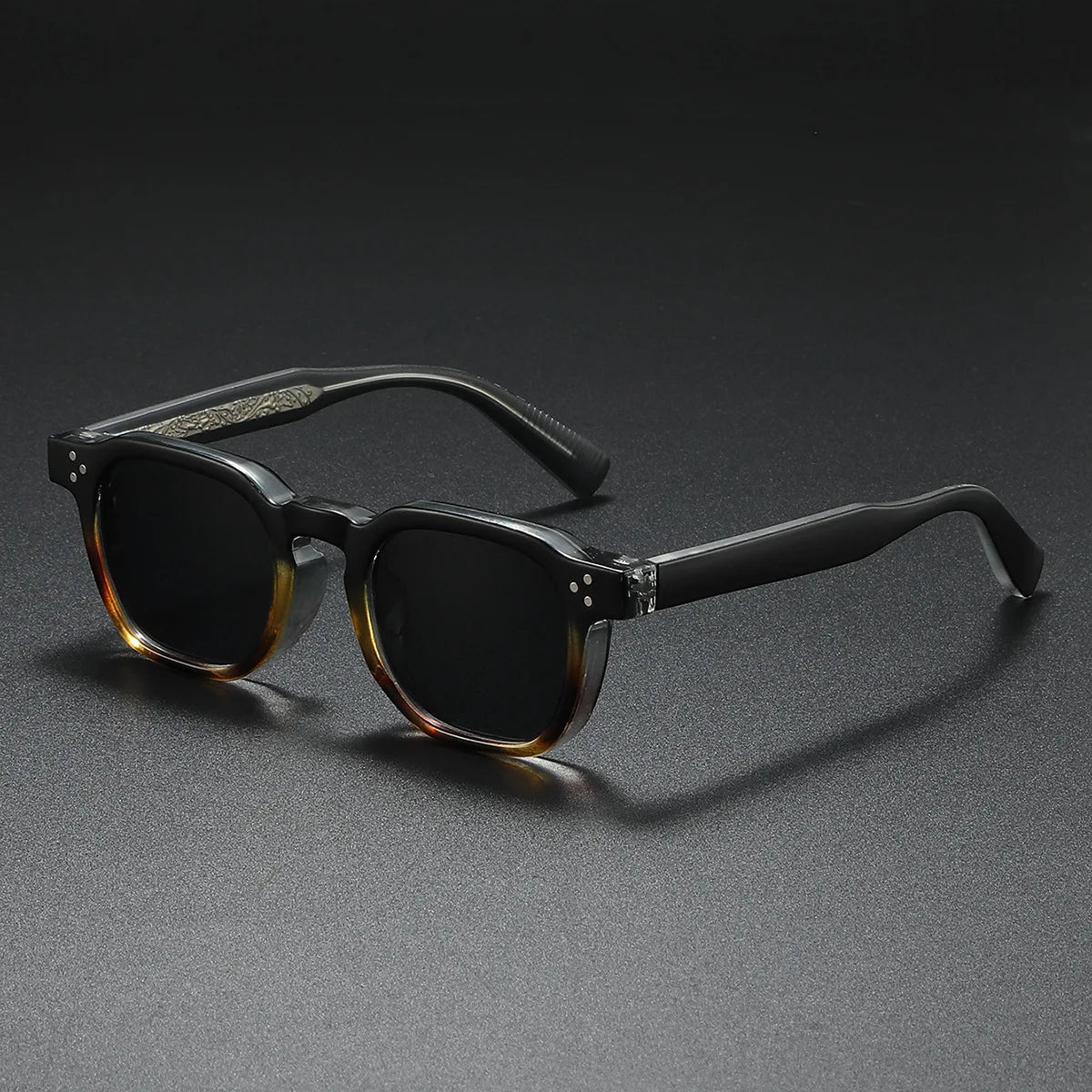 Bold block-frame acetate sunglasses UV400 retro streetwear style thick architectural silhouette