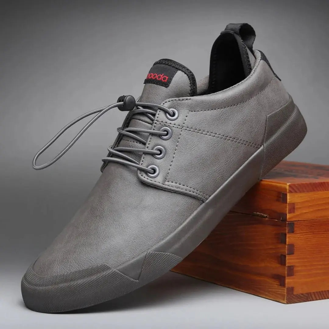 Zevon matte leather tactical sneakers black urban explorer style with toggle laces slip-resistant sole