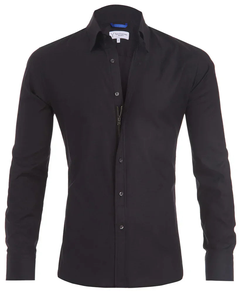 Men's casual overshirt zip-front closure modern relaxed fit versatile everyday style