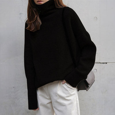Women's soft knit turtleneck sweater elegant feminine fit cozy wool-acrylic blend all-season warmth