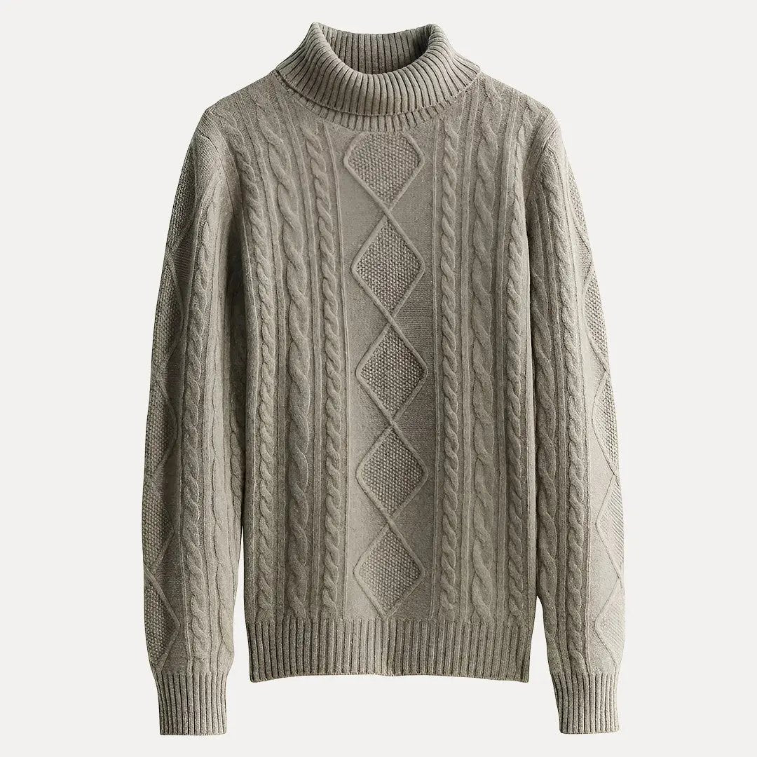 Women's ivory cashmere turtleneck sweater cozy knit silhouette with breathable 100% cashmere fabric