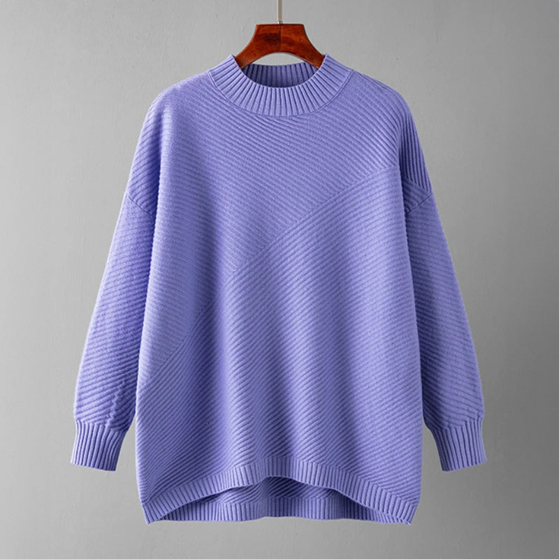 Women's vintage soft knit sweater subtle turtleneck cozy elegant timeless silhouette