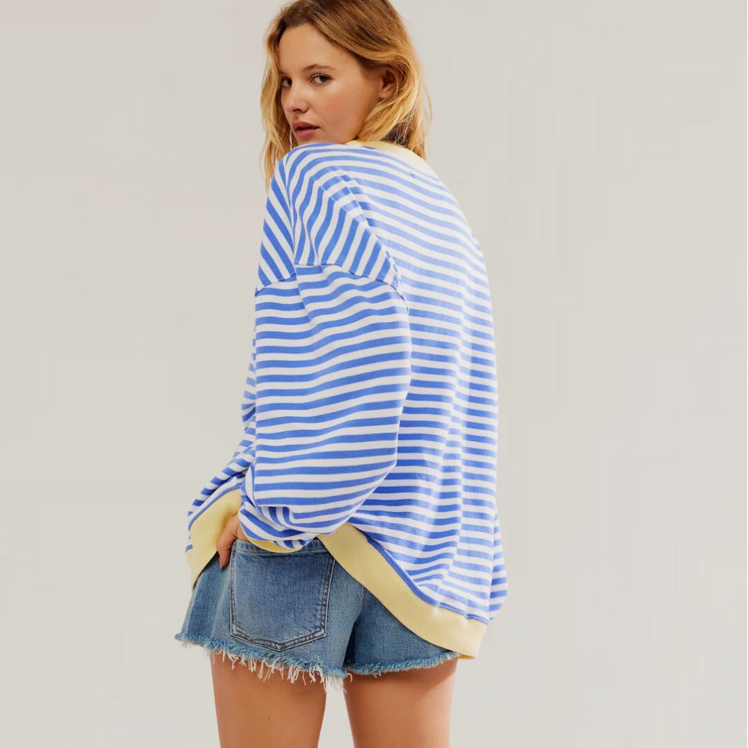 Women's striped oversized sweater relaxed fit nautical-inspired cozy layering essential