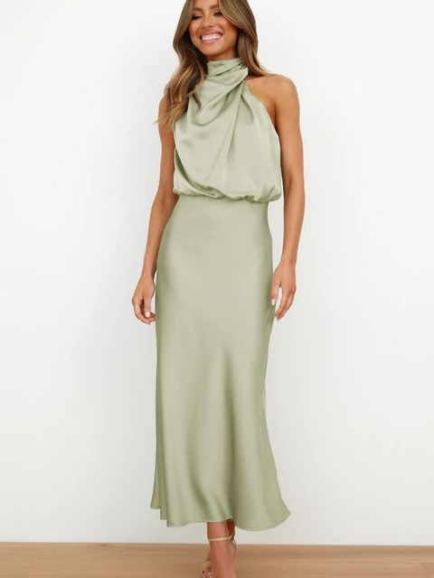 Women's elegant black midi cocktail dress with flattering silhouette and feminine refined cut