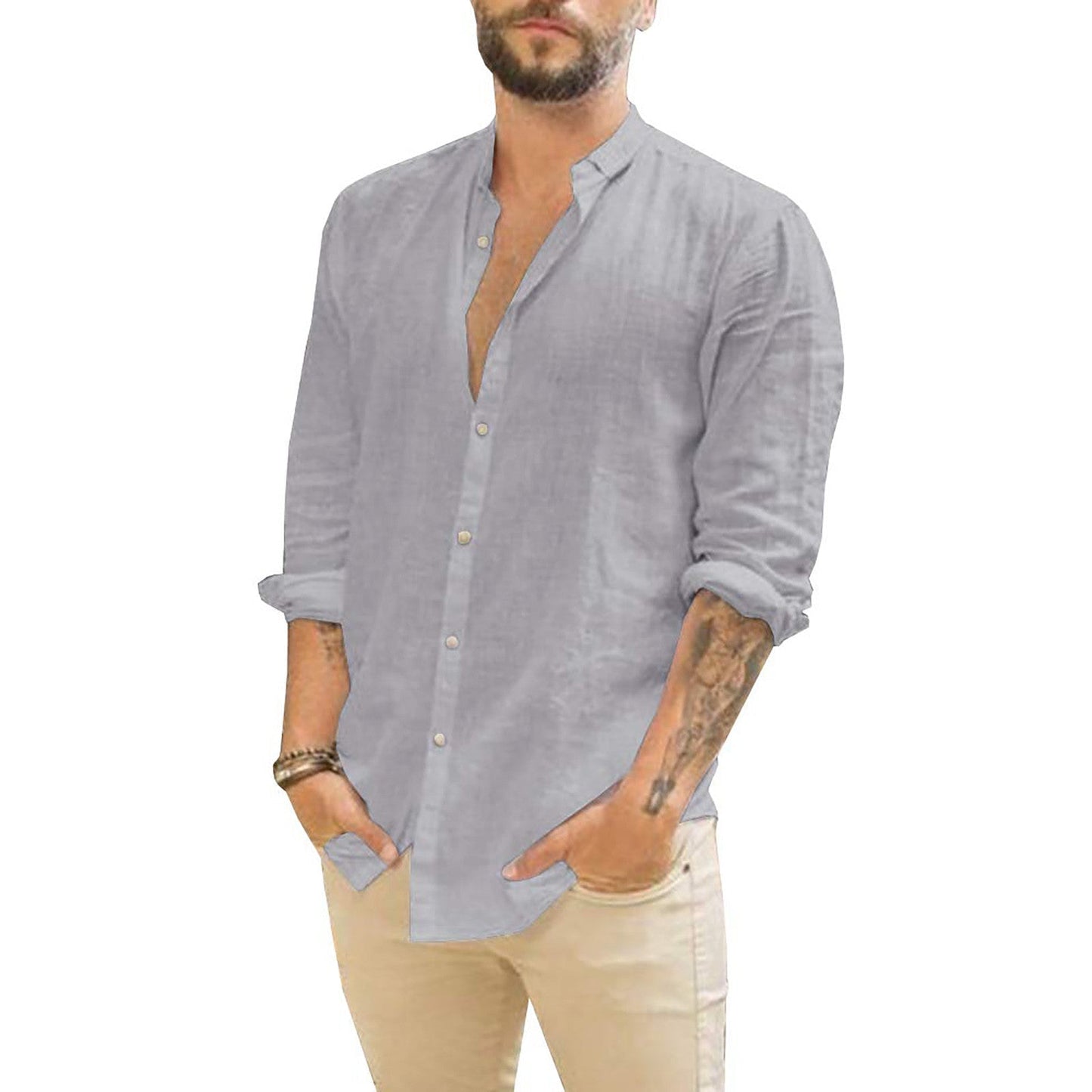 Damian men's solid linen shirt breathable slim-fit design for modern casual to polished occasions