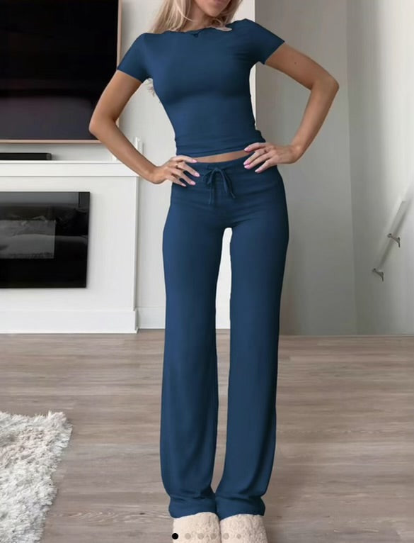 Women's butter-soft cotton blend two-piece set, relaxed flattering fit for casual and special occasions