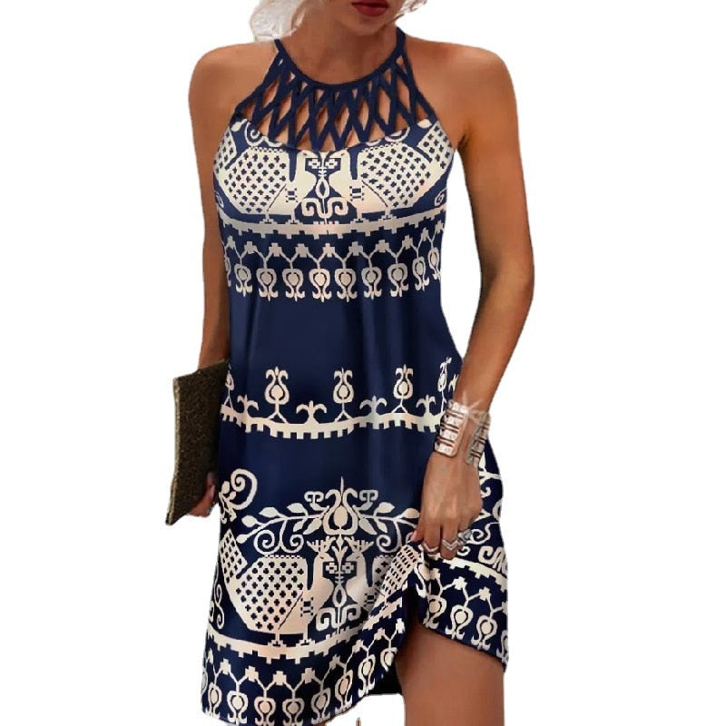 Solange women's elegant printed dress, versatile chic comfort fit with refined modern pattern