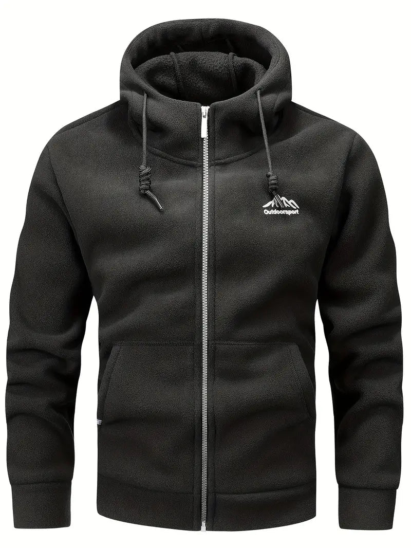 Men's ultra-warm hooded fleece jacket for outdoor cold weather comfort and everyday wear