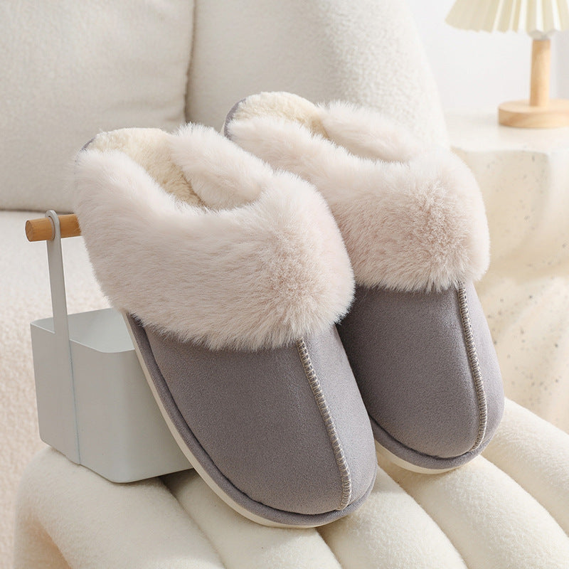 Women's cozy plush faux fur lined slippers with anti-slip sole, warm and comfortable for home use