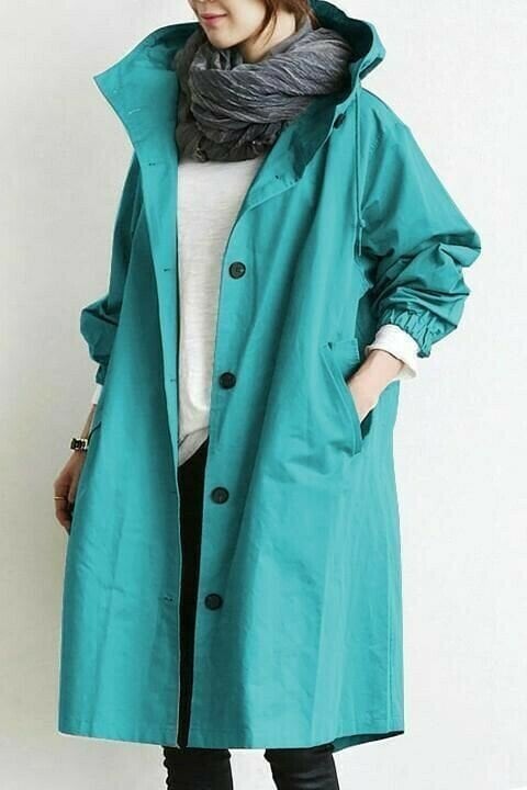 Women's long hooded coat lightweight chic city style with integrated hood, versatile all-season wear