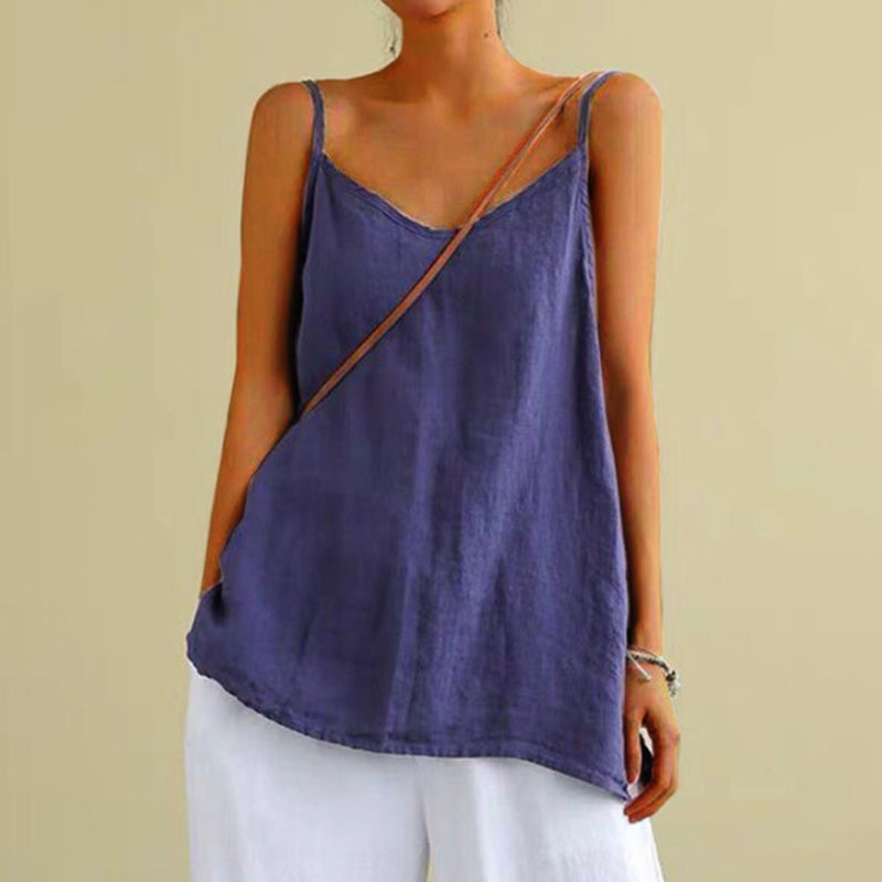 Women's solid color strapless tank top, breathable 95% cotton-nylon blend sleeveless summer essential