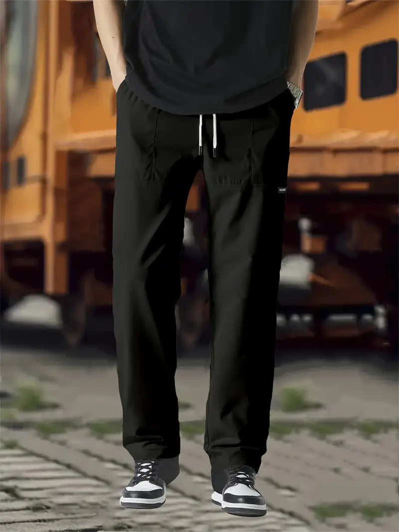Men's relaxed fit waistline pants with adjustable waist for all-day casual and active comfort