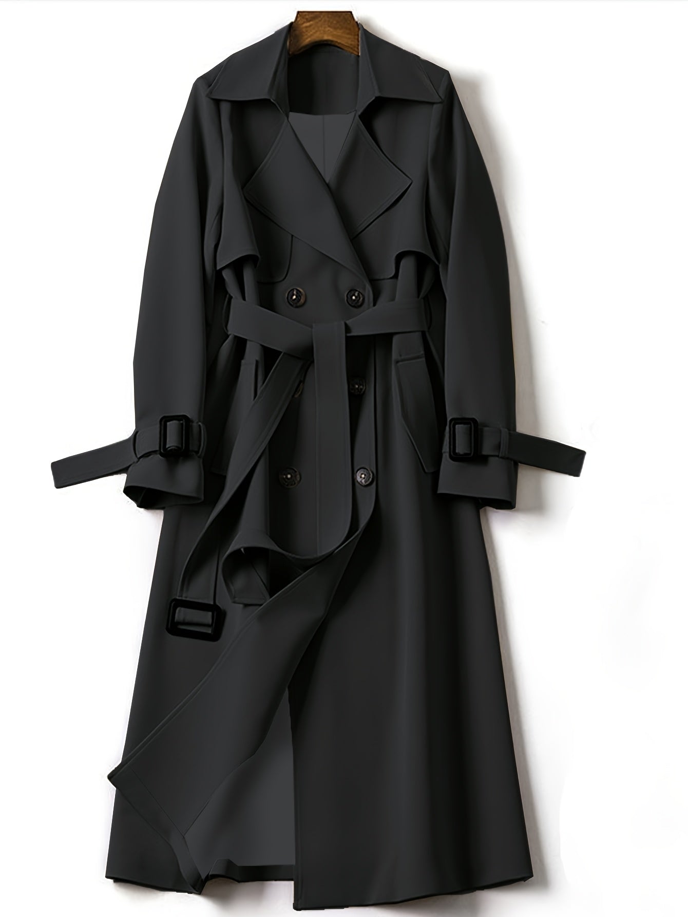 Caitlyn women's longline trench coat double-breasted closure elegant office professional style