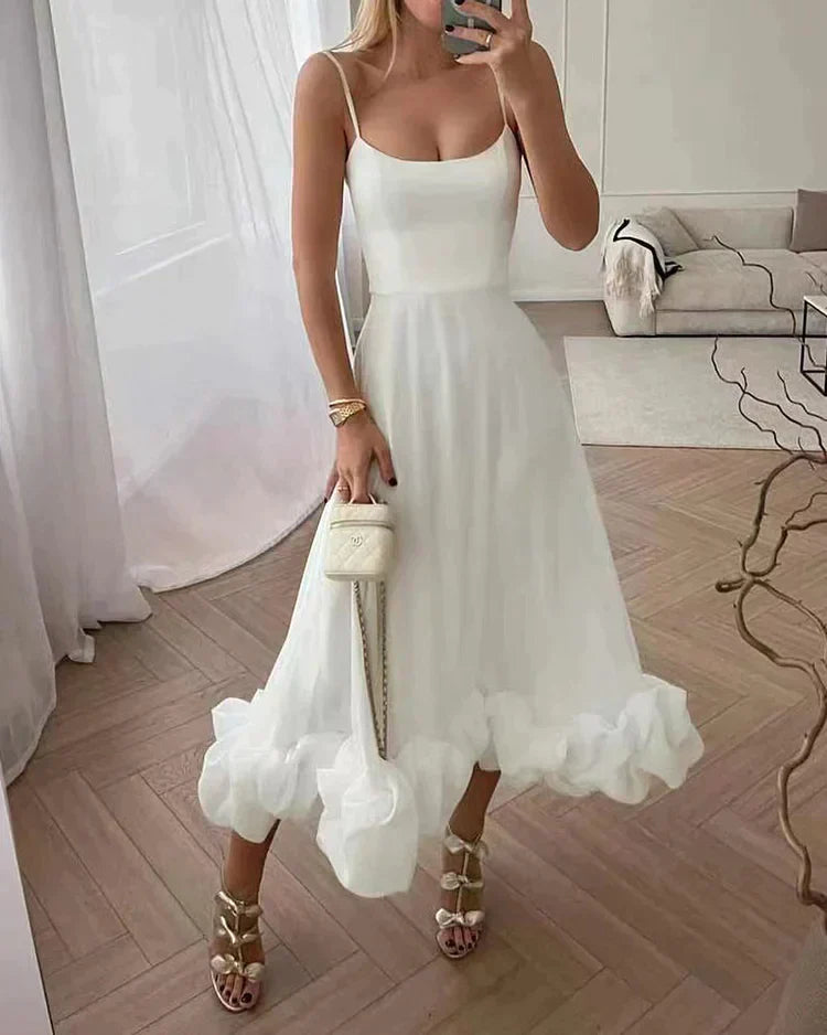 Midi party dress flattering fit soft premium fabric festive feminine elegant silhouette for women