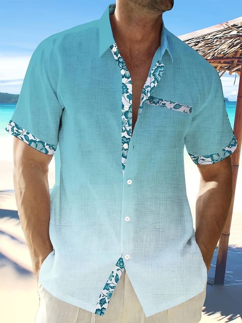 Men's casual short sleeve shirt with chest pocket, modern fit, versatile everyday style