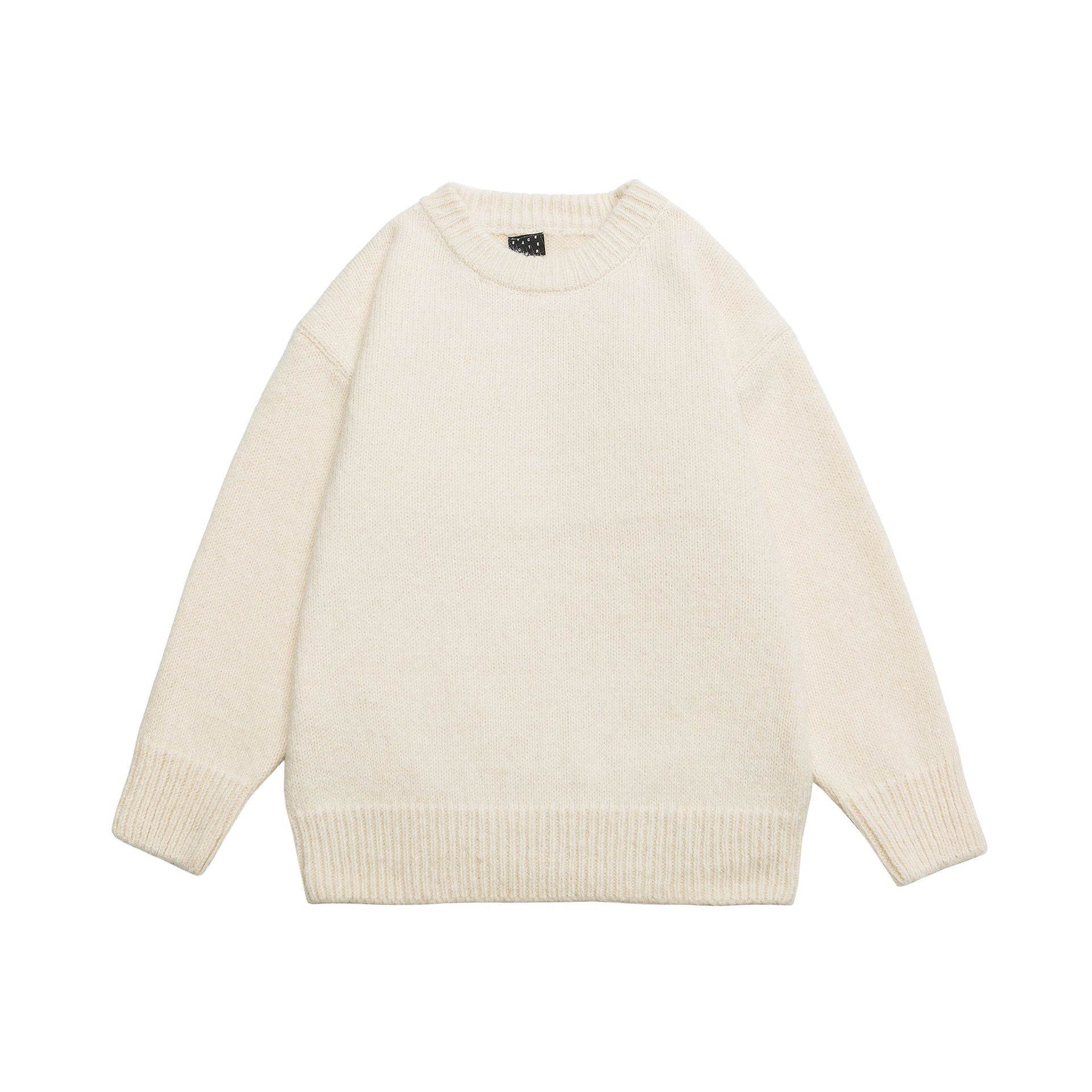 Men's classic straight-fit wool sweater in neutral tone, warm premium fabric for everyday versatility