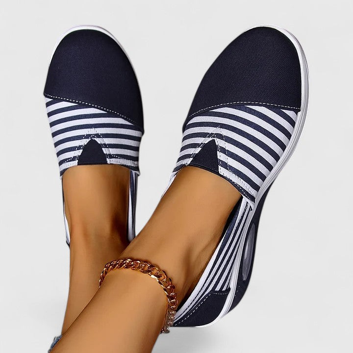 Women slip-on wedge sneakers soft canvas upper 3–5cm heel subtle lift sporty feminine everyday comfort
