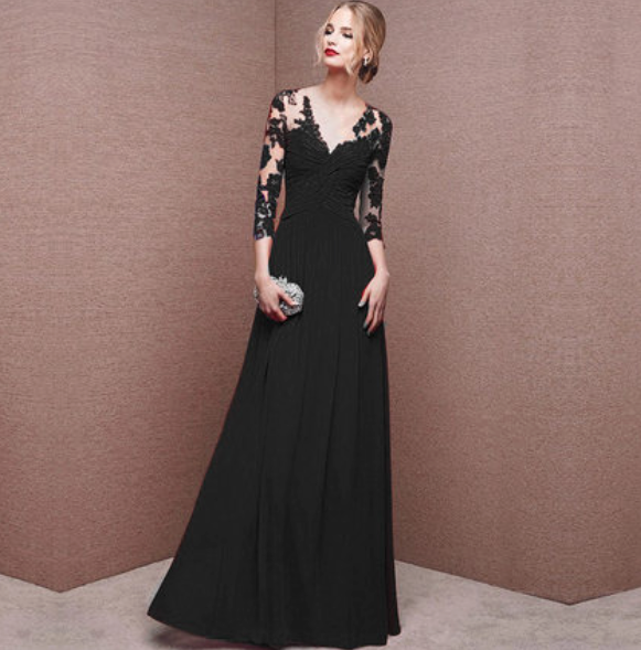 Cézanne long evening dress flowing silhouette elegant navy blue formal gown with draped design
