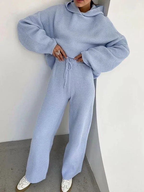Women's luxury striped hoodie set, cozy coordinated loungewear with modern silhouette everyday comfort