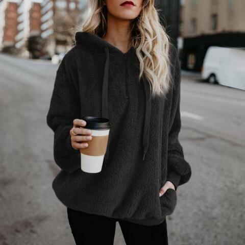 Unisex fluffy fleece hoodie in cozy casual fit with ultra-soft warm fabric for cold days