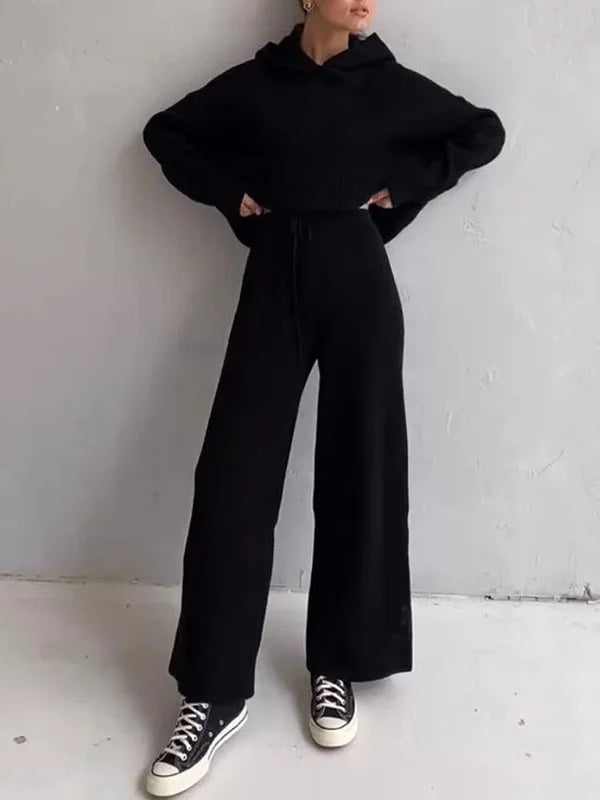 Women's striped luxury hoodie set, cozy relaxed fit with coordinated bottom for everyday casual wear