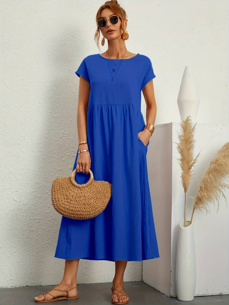 Women's Emily crew-neck dress timeless silhouette easy-care fabric spring summer essential